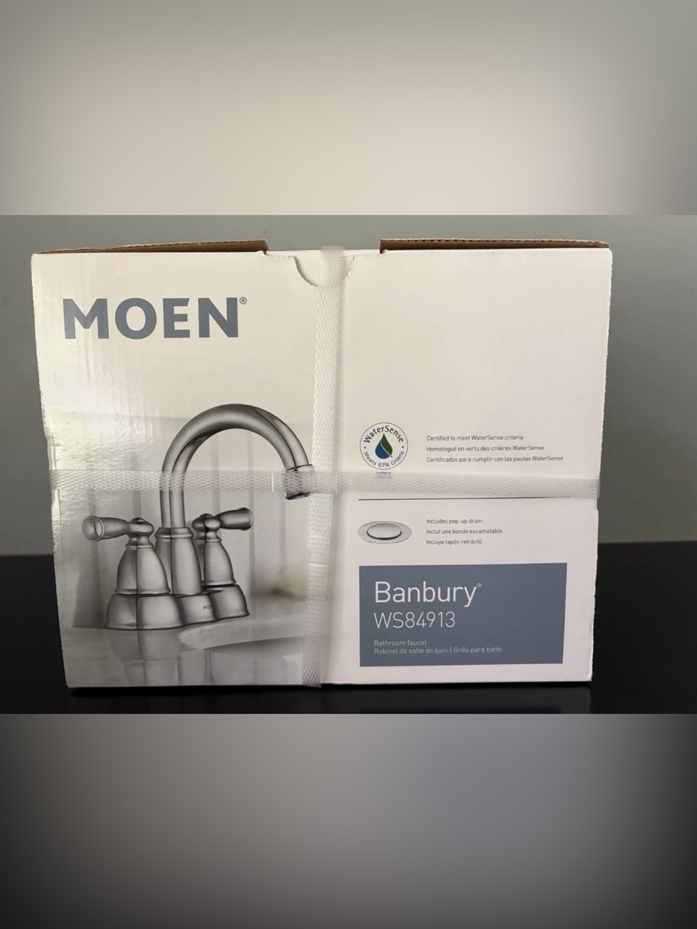 FACTORY SEALED MOEN WS84913 Banbury Two-Handle High Arc Bathroom Faucet - Chrome